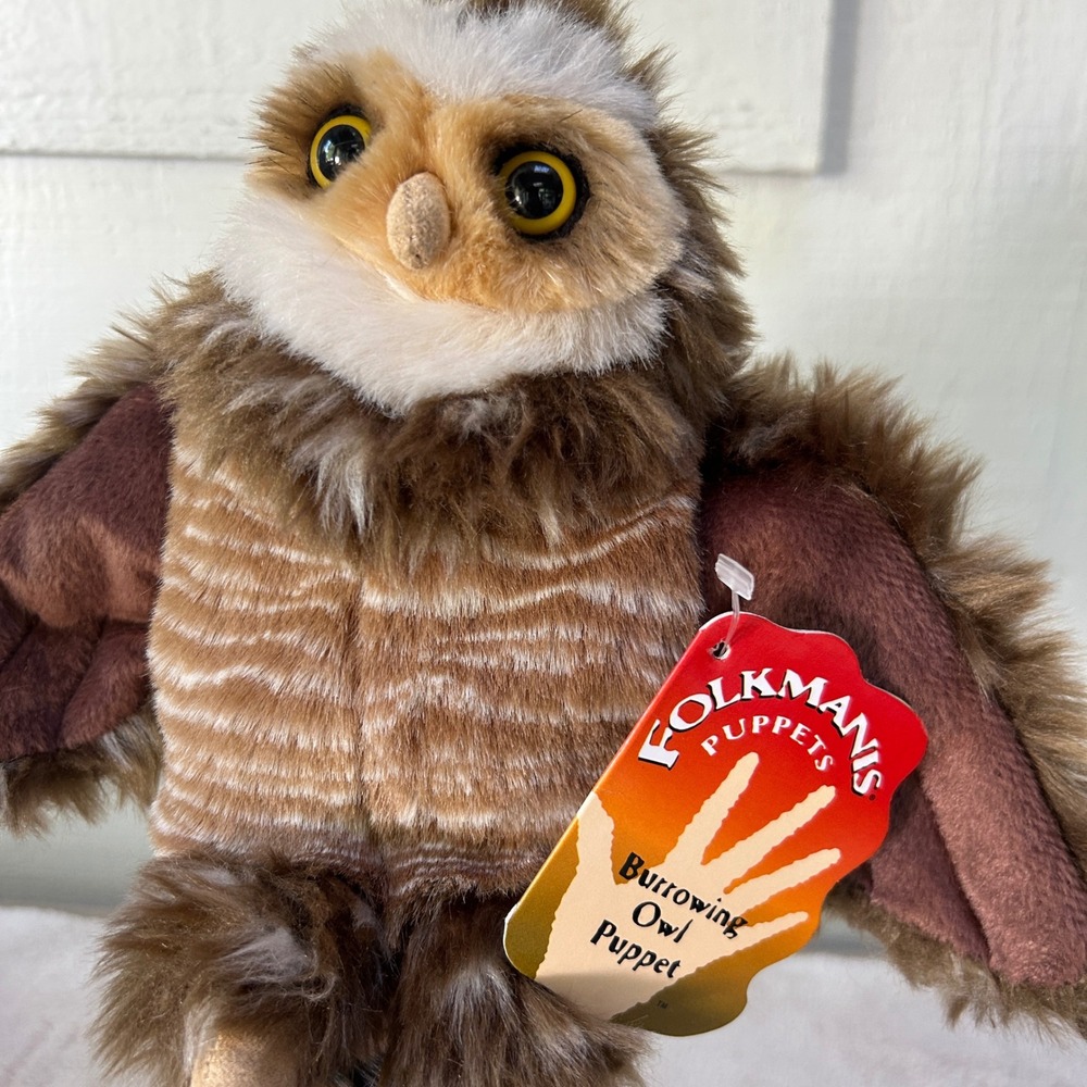 Folkmanis Burrowing Owl Hand Puppet Plush Bird Brown White 2578 NWT
